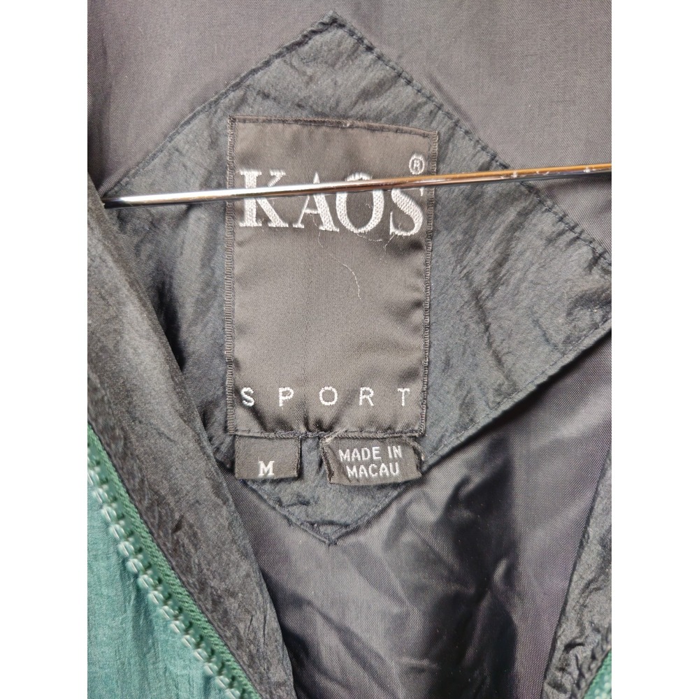 Vtg Kaos Sport Windbreaker Jacket Men Medium Black Green Patchwork Colorblock - Picture 3 of 6